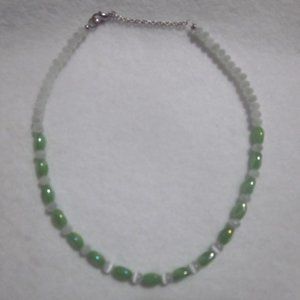 Green & White Cats Eye Necklace. - image 1